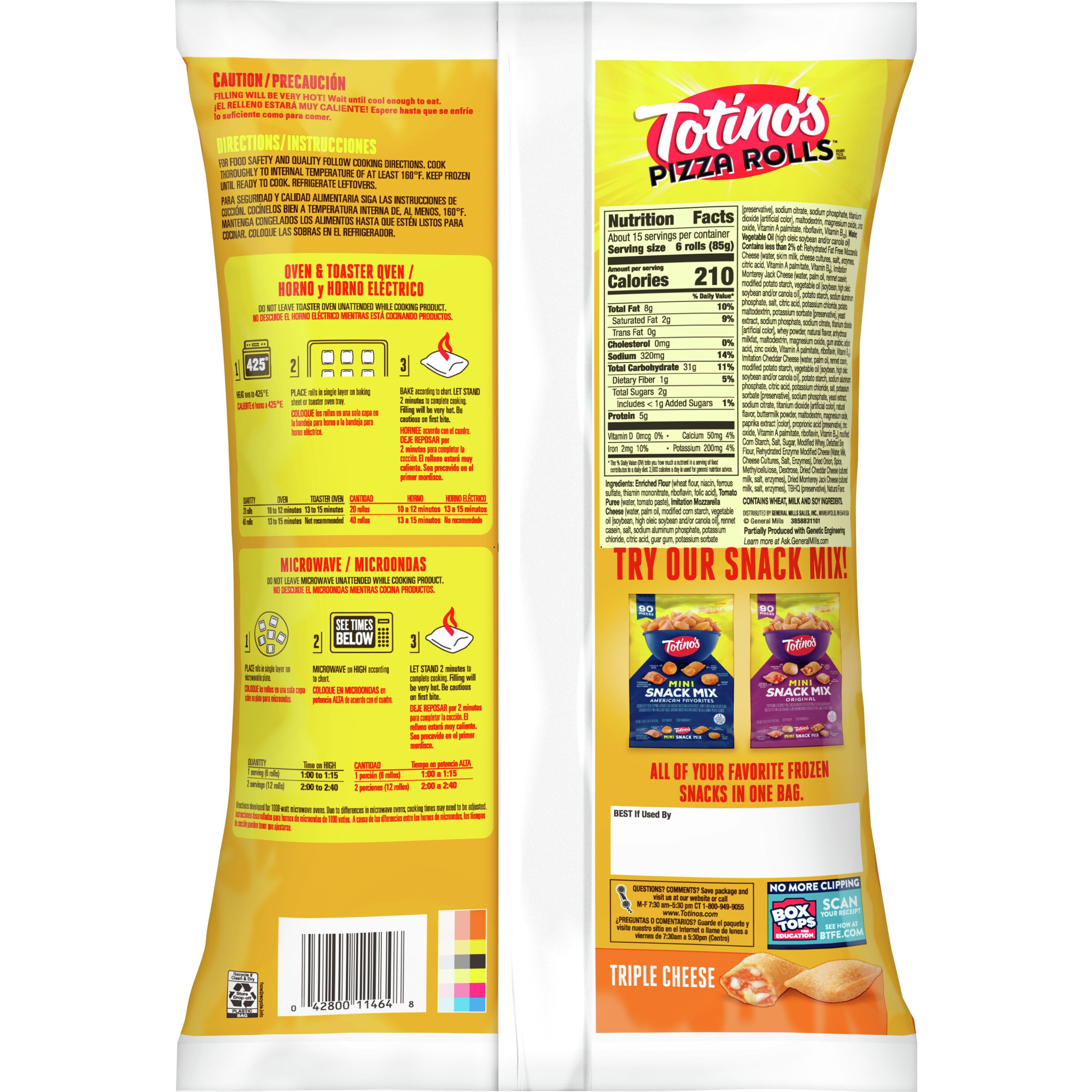 Totino's Pizza Rolls Triple Cheese, 90 Count, 44.5 oz Bag