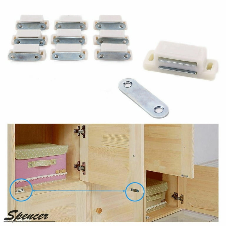 Spencer Pack of 10 Magnetic Cabinet Door Latch Heavy Duty Furniture Door  Catches Closures for Kitchen Cupboard Stop Self-Aligning Magnet Latch  Brown 