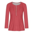 thumbnail image 3 of bnaln Womens Tops Fall Long Sleeve T Shirts V Neck Dressy Casual Pullover Henley Shirts Loose Fit Button Up Tunic Tops Blouses Pleated Tshirts Going Out Tops for Leggings, 3 of 4
