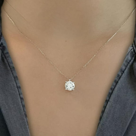 2ct Round Cut Lab Created Diamond Solitaire Women Pendant 14k White Gold Plated