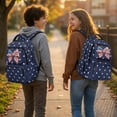 thumbnail image 2 of Yspwyqan American Star Flag Bow School Backpack for Kids, 17 Inch 600D Polyester Polka Pot Bookbag, Multi-Pocket Fits 15.6 Laptop for Elementary Middle Travel, 2 of 7