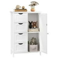 thumbnail image 4 of IVV Bathroom Floor Storage Cabinet, Freestanding Storage Unit with 4 Drawers, Single Door Cabinet with Internal Adjustable Shelf, 21.7"L x 11.8"W x 31.9"H, White, 4 of 9