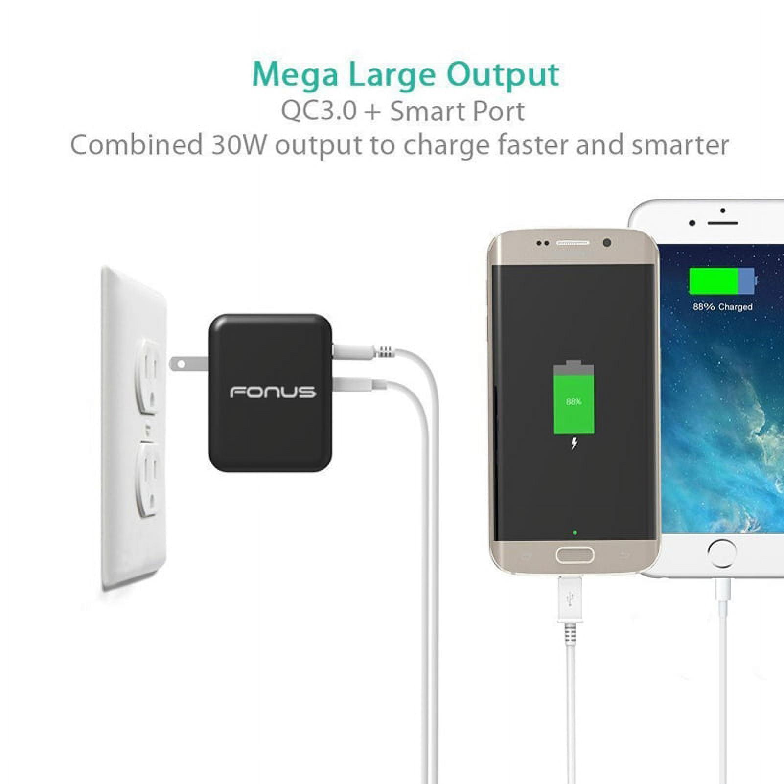 30W Quick Home Charger for Nokia C110/C210/C100 - 6ft USB Cable 2-Port USB Power Cord Travel Wall