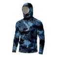 thumbnail image 4 of Men's Sun Protection Camo Hoodie Shirt Spf UV Upf 50+ Rash Guard Shirt Long Sleeve Fishing Lightweight Cooling Hoodies with Face Cover,Blue M, 4 of 5