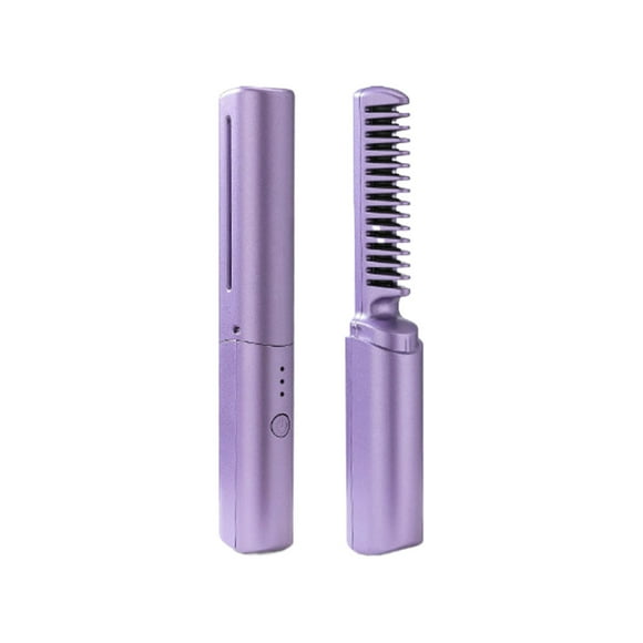 Hgesaa Wireless Mini Hair Straightener Electric Straightening Comb 2 In 1 Anti Scald Hair Straightener Brush And Curler Portable Hair Straightener Heating Mini Straightener For Home