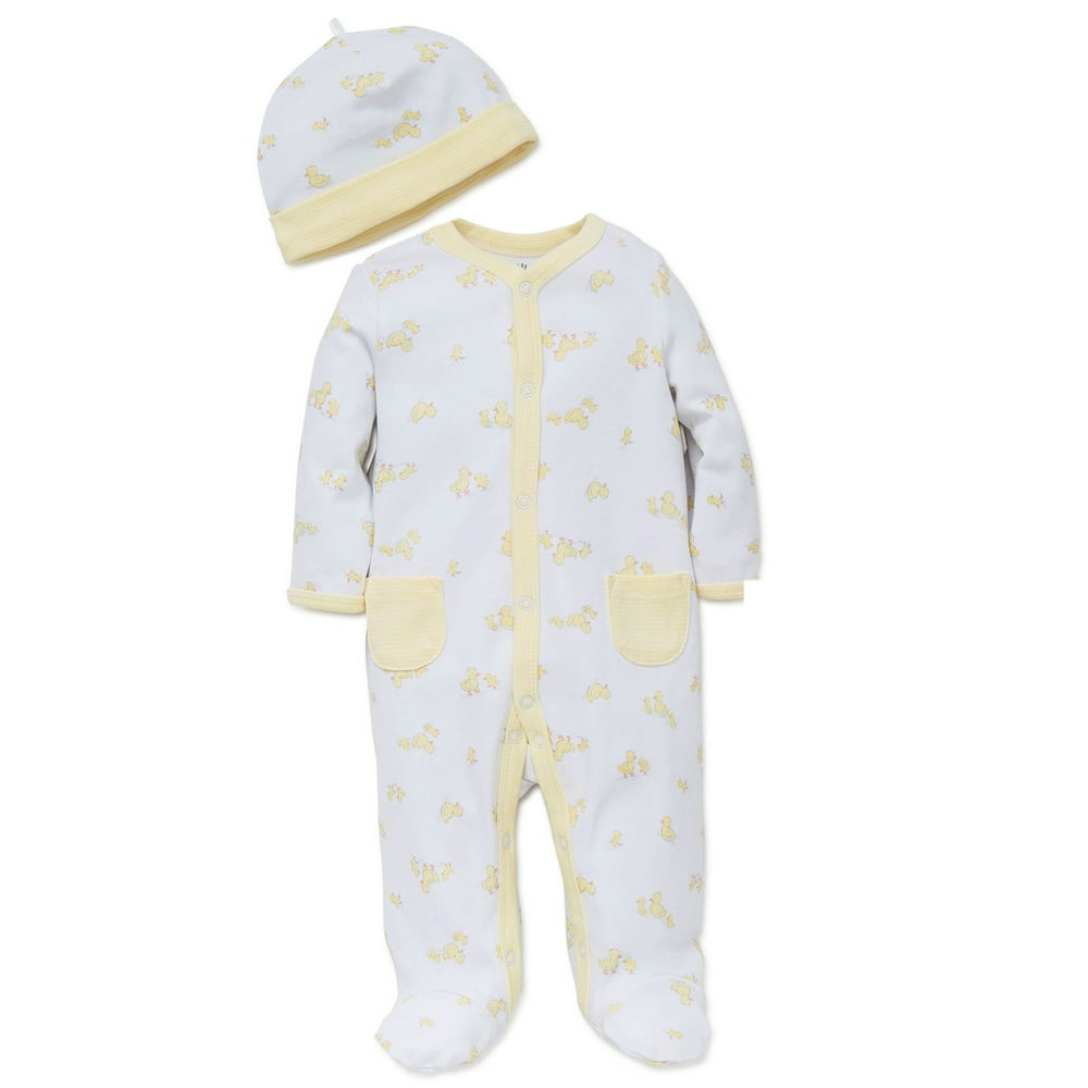 LTM Baby Unisex Cute Yellow Duck Print Snap Front Footie Pajamas For