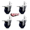 thumbnail image 2 of 3.5 Inch Solid Poly Swivel 7/16 Inch Stem Caster Set with Total Lock Brake, 2 of 2