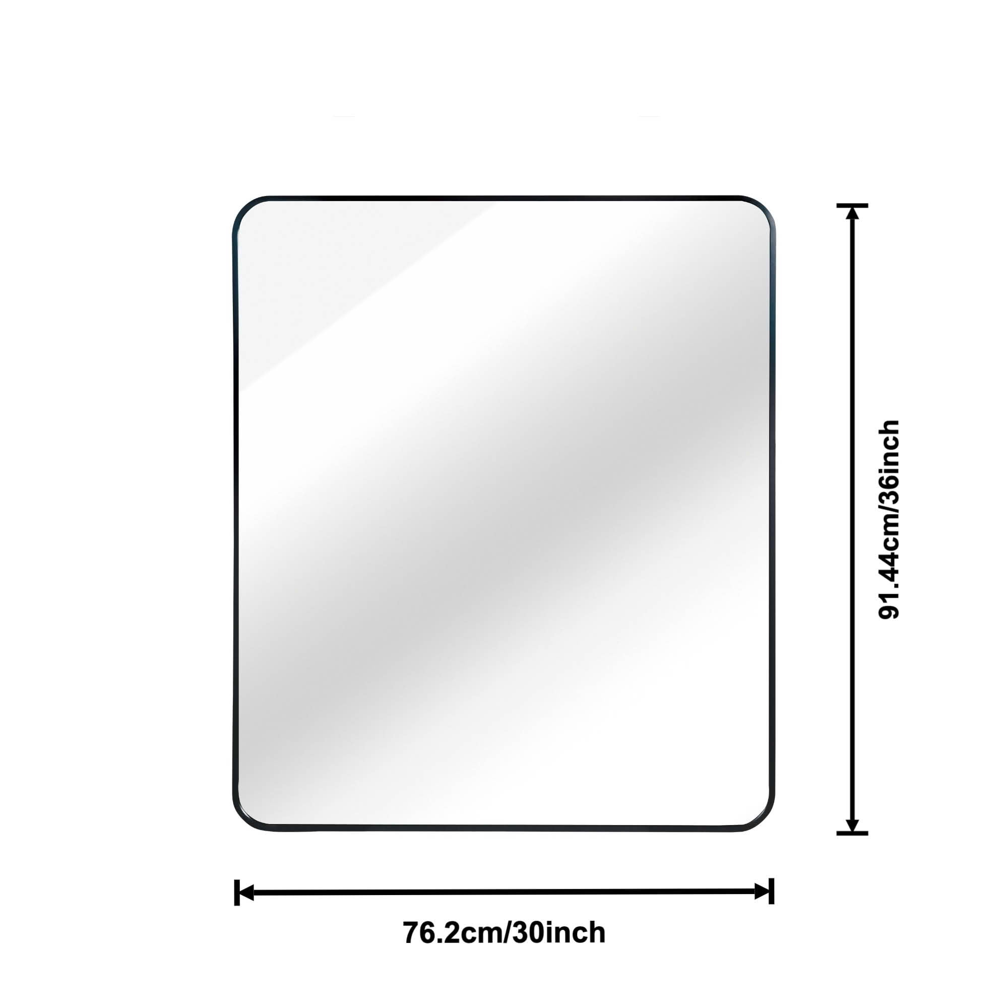 MAYEERTY 30"x36" Black Metal Framed Rectangular Bathroom Wall Mirror, for Bathroom Wall Decor