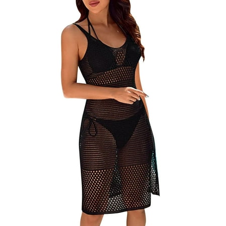 TOOYOU Womens Swimsuit Cover Up Swimsuit Coverup Sexy Crochet Bathing Suit Cover Ups For Swimwear Pool Swim Bikini Beach Dress Summer Dresses Casual Sundress Coverups Black