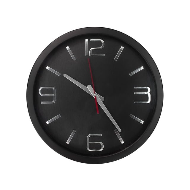 Reloj de pared Extra grande QZ Negro con números Plata 40 cm x 5 cm