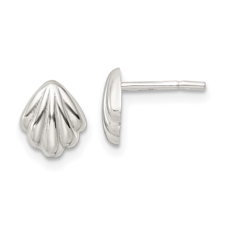 Auriga Fine Jewelry 925 Sterling Silver Shell Stud Earrings for Women (L-7mm, W- 6.83mm)