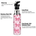 thumbnail image 3 of 600ml Vacuum Insulated Sports Water Bottle with Foldable Straw Stainless Steel Portable Thermos Cup Pink Cute Bows, 3 of 7