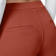 thumbnail image 5 of Women's Solid Color High Waist Straight Leg Dress Pants, Stretchy Work Slacks with Side Pockets, Comfortable Business Casual Trousers for Office Daily Wear Brick Red XL, 5 of 8