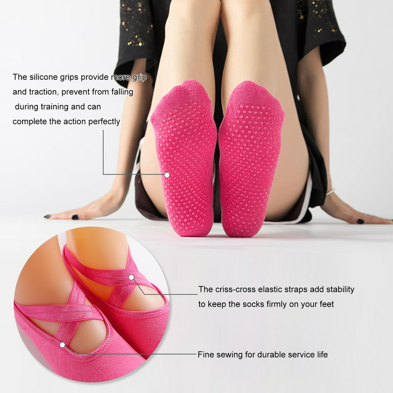 4 Pairs Yoga Socks for Women Non-slip Barre Socks Pilates Socks with Straps Walmart.com