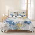 thumbnail image 3 of Twin XL Quilt Set 68''x98'', Blue Yellow Beige Lightweight Bedspread Coverlet Set with 2 Pillow Shams, Retro Abstract Modern Art Painting Breathable All Season Quilt Bedding for Dorm/Guest Room, 3 of 9