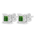 thumbnail image 3 of Sterling Silver 1/2ct TDW Treated Green Diamond Quad Stud Earring (Green, I1-I2), 3 of 7