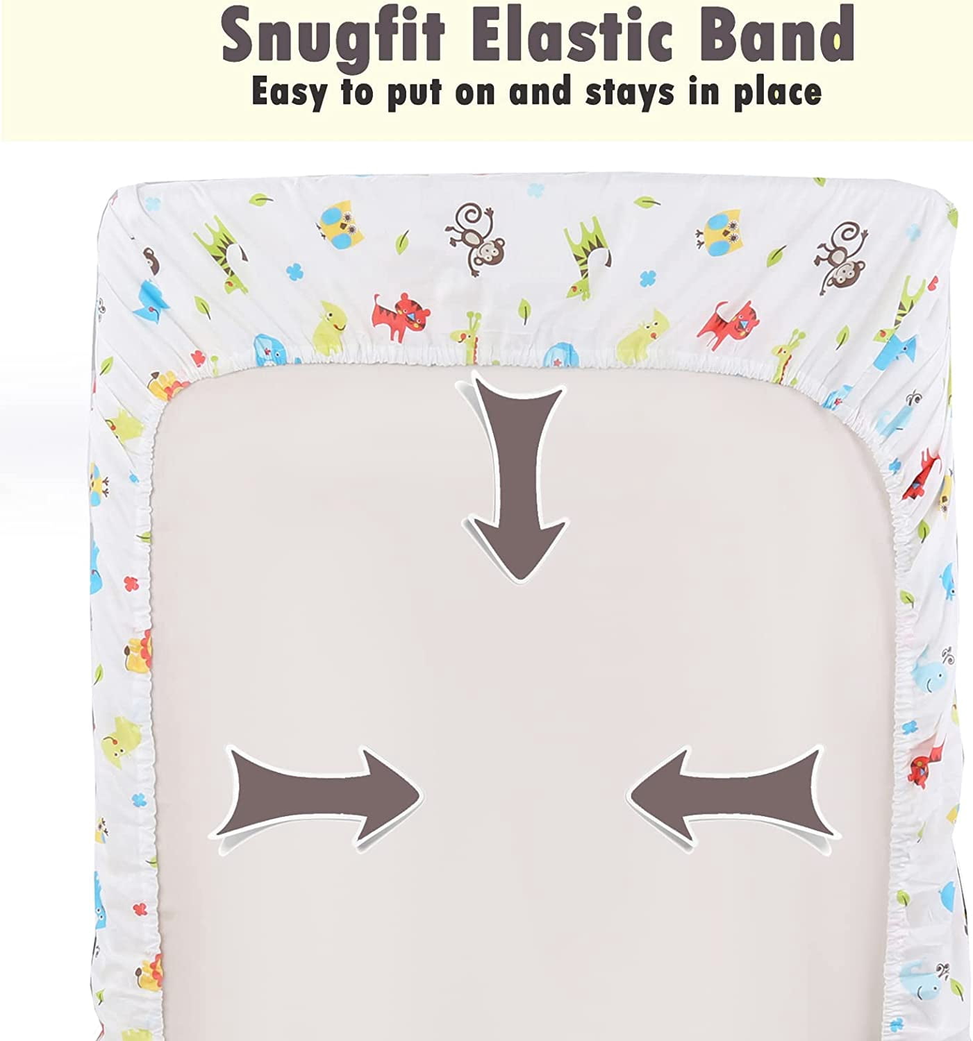 Danica 100% Cotton Fitted Baby Crib Sheet 3 Pack for baby Boys Girls |Standard Crib And Toddler Mattress Sheets | 28x52 Inch (3PK, Animal World )