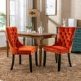 thumbnail image 2 of IVV Velvet Upholstered Dining Chairs Set of 2, Mid Century Modern Kitchen Side Chairs with High Back and Wood Legs for Dining Room Restaurant, Orange, 2 of 10