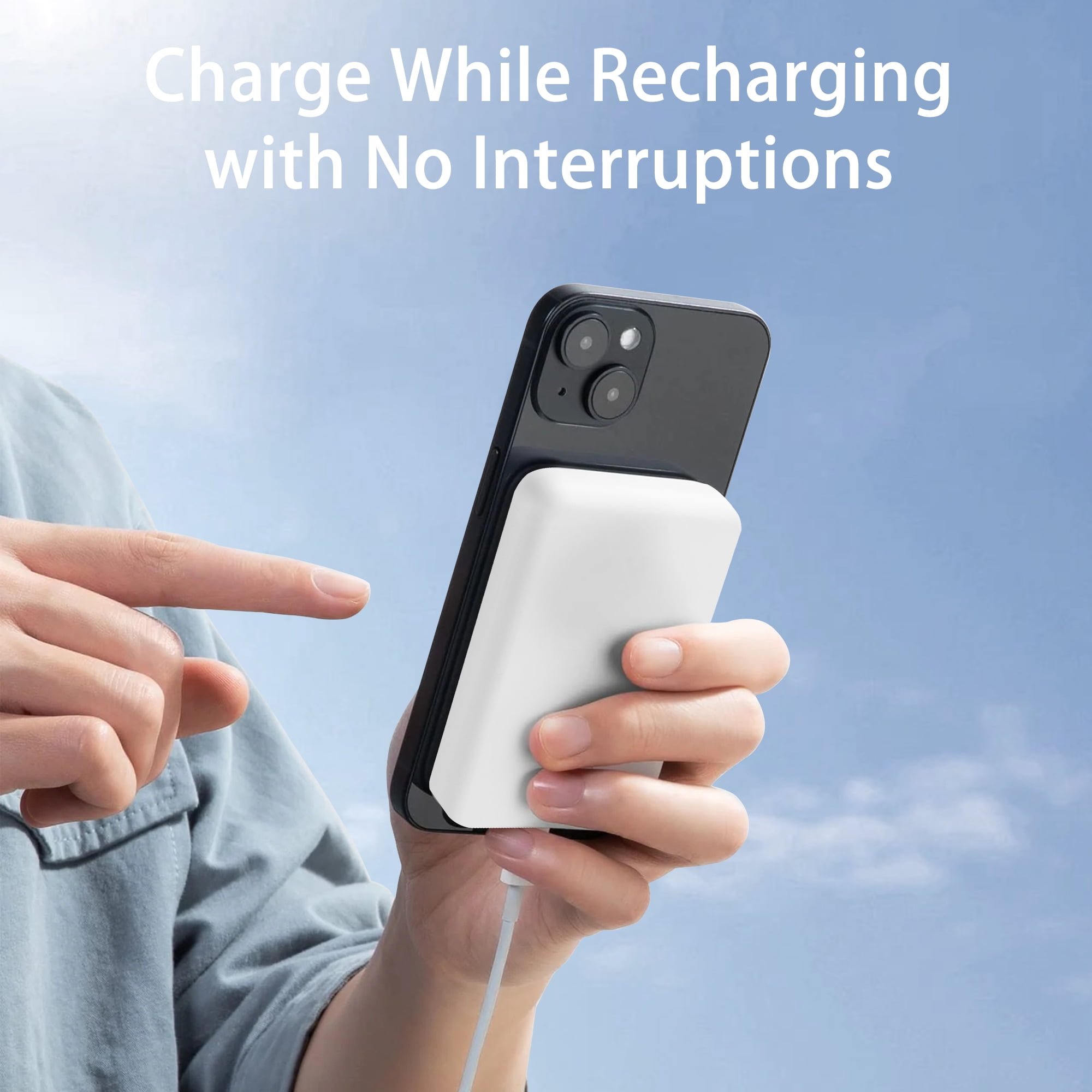 Magnetic Power Bank 5000mAh, Wireless Portable Charger, 15W Fast Charging Battery Pack , Compatible with Magsafe, iPhone 15/15 Plus/15 Pro/15 Pro Max, iPhone 14/13/12 Series