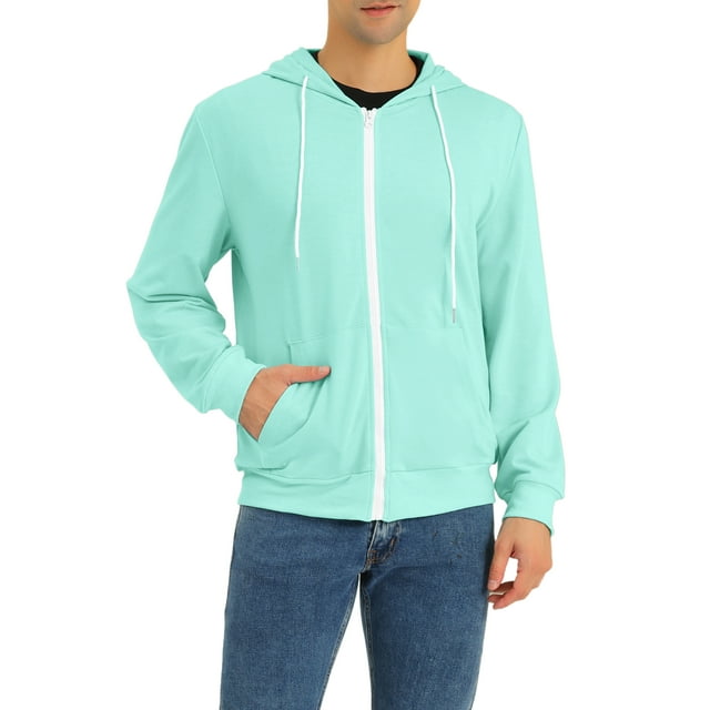SUDADERAS CHIC para hombres, con capucha, de manga larga, con cremallera, suéteres de punto, chaquetas en color menta, talla 2XL