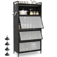 thumbnail image 1 of Costway 5-Tier Kitchen Storage Cabinet 64” Tall Freestanding Metal Pantry with 4 Flip-up Doors Rolling Microwave Stand Display Rack with Replaceable Foot Pads for Dining Room, 1 of 9