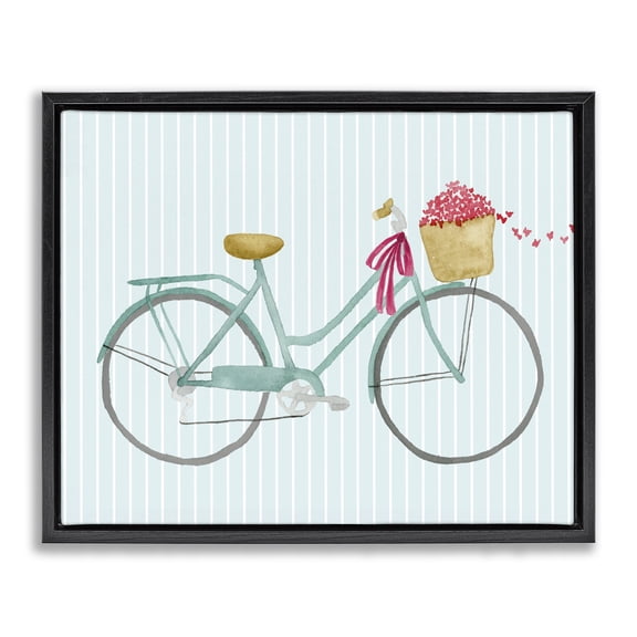 Stupell Industries Art Deco Cycle Through Love on Stripes Black Floating Frame Canvas Art, 21 x 17, by Lucille Price