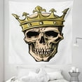 thumbnail image 1 of King Tapestry, Dead Skull Skeleton Head with Royal Crown Tiara in Hand Drawn Style on White Backdrop, Fabric Wall Hanging Decor for Bedroom Living Room Dorm, 5 Sizes, Multicolor, by Ambesonne, 1 of 1