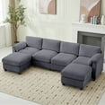thumbnail image 3 of JUSTLET Oversized Modular Sectional Sofa, U Shaped Corduroy Sofa Couch, Modular Sectionals with Ottomans, 6 Seat Sofa Couch with Chaise for Living Room Bedroom, Dark Gray, 3 of 10