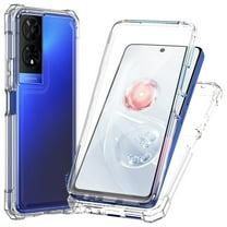 TJS for TCL 50 XE 5G (T614SP) / TCL 50 XE NXTPAPER 5G (T614WS) Phone Case, with Built-in Screen Protector, Full Body Protective Heavy Duty Hybrid Bumper Cover for TCL 50XE (Clear)