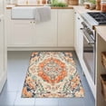 thumbnail image 3 of Entryway Rug 2'x3', Orange Beige Boho Kitchen Runner Rugs Non-Slip Carpet Mats, Vintage Ethnic Abstract Art Floral Bedside Rugs Runners Washable Floor Carpet for Bathroom Laundry Room, 3 of 8