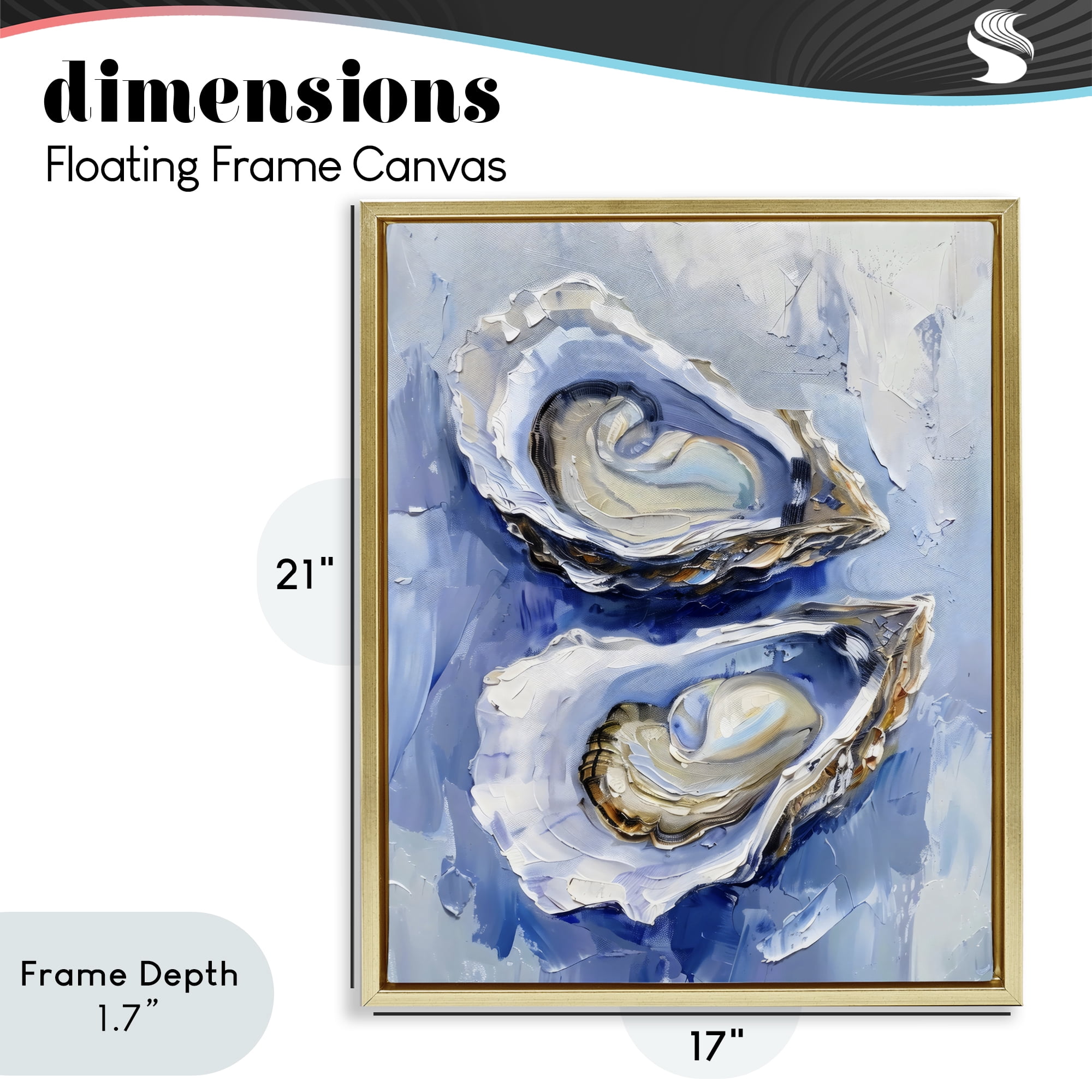 Stupell Industries Oysters On The Half Shell Gold Framed Floater Canvas Wall Art, design by Creative Studio