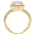 thumbnail image 2 of 14K Yellow Gold Natural Morganite Ring Cushion-cut 8x8 mm 2-row Diamond Accents, size 7, 2 of 4