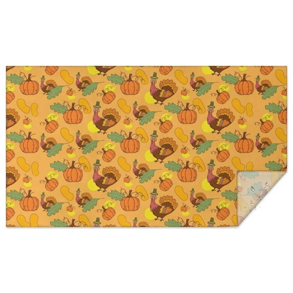 Thanksgiving Tablecloth 60x102 Inch Rectangle, Fall Pumpkin & Leaf Pattern Table Cover - Stain Resistant Oblong Cloth for Dining Room & Holiday Gatherings