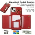 thumbnail image 6 of ELEHOLD Case for iPhone 15 Plus, Zipper Leather Wallet Crossbody Case with Detachable Ring Kickstand & Card Slots,Red, 6 of 9