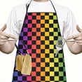 thumbnail image 2 of Rainbow Checkered Pattern Apron-Garden Aprons for Women with Pockets-Cotton Linen Waterproof Kitchen Cooking Gardening Aprons Adjustable for Kitchen,Cooking,BBQ and Salon 33x27 Inch, 2 of 7