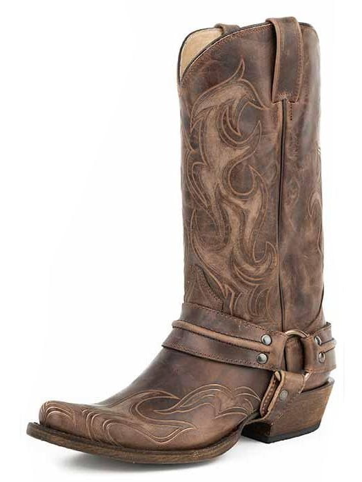 Roper Mens Hurricane Bandit Toe Brown Harness With Lazer Vamp Boot Roper Mens Hurricane Bandit Toe Brown Harness With Lazer Vamp Boot