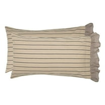 VHC Brands Sawyer Mill Striped Ruffled Pillow Case, Charcoal, King, Set of 2