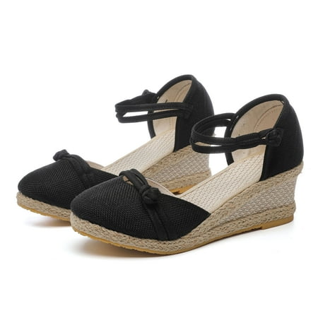 

Cathalem Memory Foam Sandals for Women Size 12 Leisure Women Summer Weave Wedges Breathable Elastic Womens Chunky Sandals Size 8 Black 7
