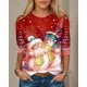 thumbnail image 1 of Sudadera navideña con cuello redondo para mujer, estampado de muñeco de nieve, manga larga, Navidad, fin de semana, vacaciones, cuello redondo, regular, primavera y otoño, 1 of 5