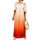 thumbnail image 1 of Mujeres Más Tamaño Manga Corta Tops Off-Hombro Ruffle Puff Manga Maxi Vestido, Vestido de Vacaciones de la Playa Gradiente Flujo para el Resort de Verano, 1 of 5