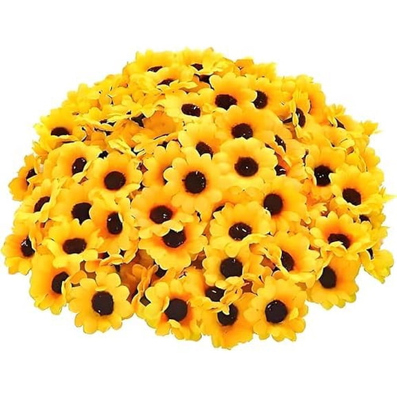 50Pcs Mini Sunflower Flower Heads, Artificial Fabric Flowers for Wreaths Wedding Bouquets Home Decor, Stems for Floral Crafts$$Home Decor, Kitchen, & Other