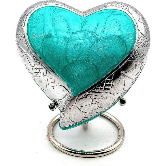 TURKESH Heart Keepsake Urn - Mini Ash Urn Small Handcrafted Cremation Urn for Ashes - Tribute to Your Loved One - Perfect for Adults & Infants with Free Premium Velvet Box & Display Stand (TURKESH)