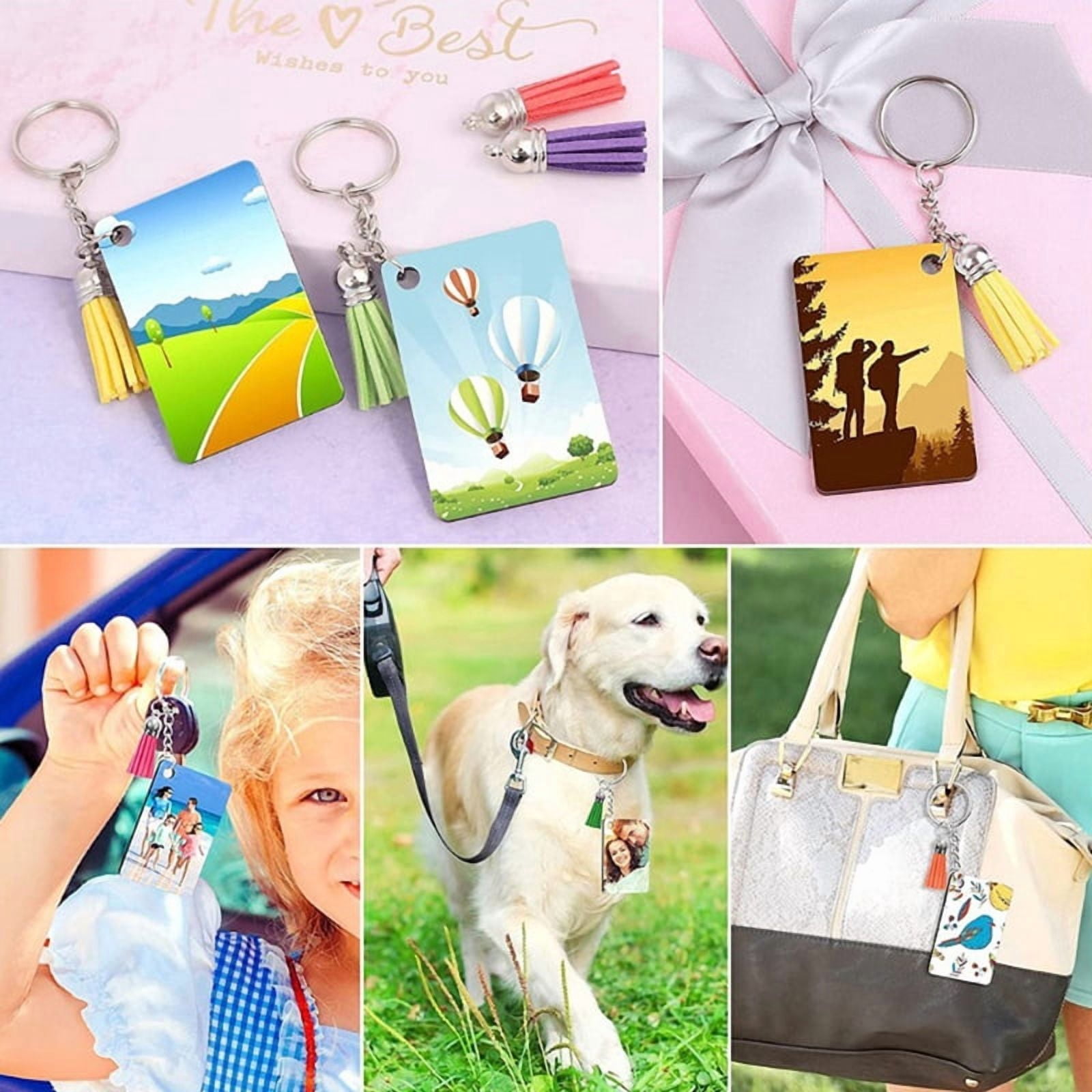 160 Pieces Sublimation Blank Products Batch Heat Press Transfer Double-sided Printing Keychain Blank Tassel for Key Ring