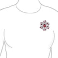 thumbnail image 5 of Bling Jewelry Womens Large Statement Art Deco Style Ruby Red Crystal Flower Brooch  Pin Silver Plated, 5 of 6