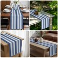 thumbnail image 5 of Navy Stripes Short Table Runner 48 Inches Long,Classic Minimalist Geometric Lines Art Cotton Linen Table Runners Dresser Scarves,Fabric Tabletop Scarf Furniture Cover for Home Dinner Party 13"x48", 5 of 9