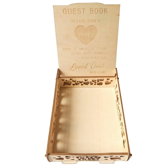Wedding Card Box Heart Holder Box Wooden Sign Box; Wooden Gift Card Hollow Wood Gift Card Box for Guest Book Message Box