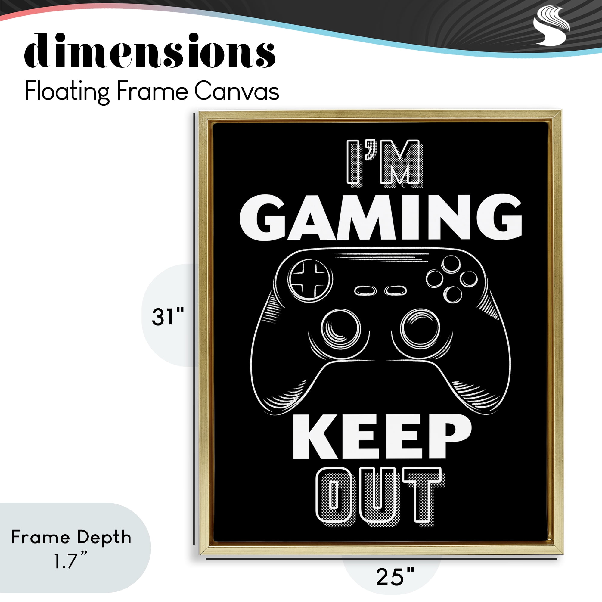 Stupell Industries I'm Gaming Keep Out Gold Framed Floater Canvas Wall Art, design by Marcus Prime