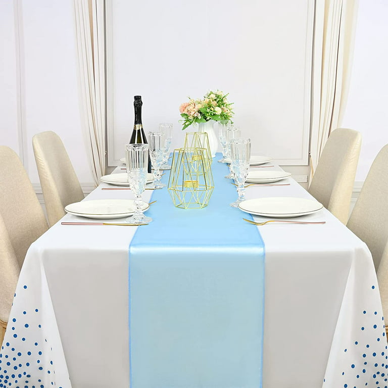 Lekoch Disposable Blue Table Runner Airlaid Paper Table Cloth Table Cover