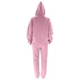 thumbnail image 3 of RYRJJ Women's Lounge Sets Long Sleeve Pullover Hoodie Top with Long Sweatpants Two Piece Outfit Tracksuit Sweatsuits Jogger Set(Pink,L), 3 of 4