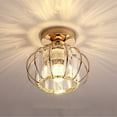 thumbnail image 1 of Graflsoa Modern Antique Gold Crystal Ceiling Light with Black Metal Shade, Semi-Flush Mount Design, E26/E27 Base, Max 60W, LED Compatible, Farmhouse & Contemporary Decor, 1 of 6